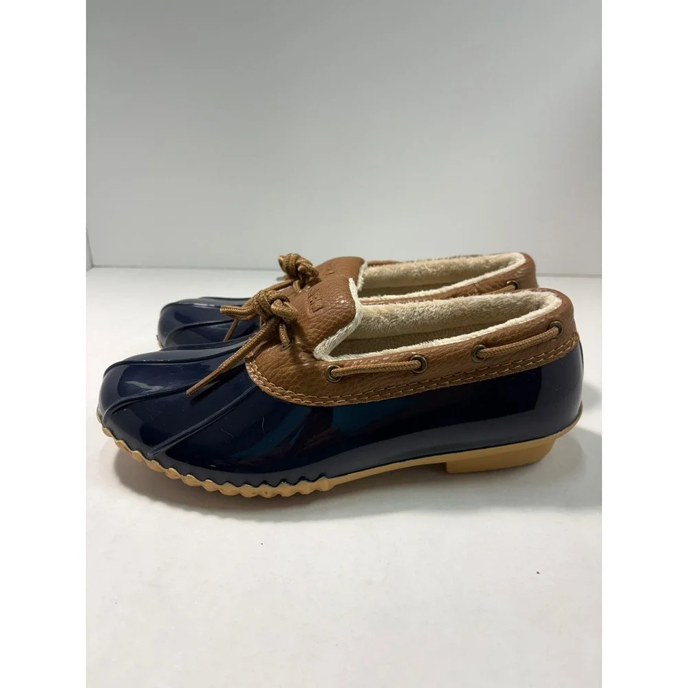 JBU by Jambu Woodbury Navy Brown Waterproof Duck Shoes Faux Fur Lined 8M B9WBY73